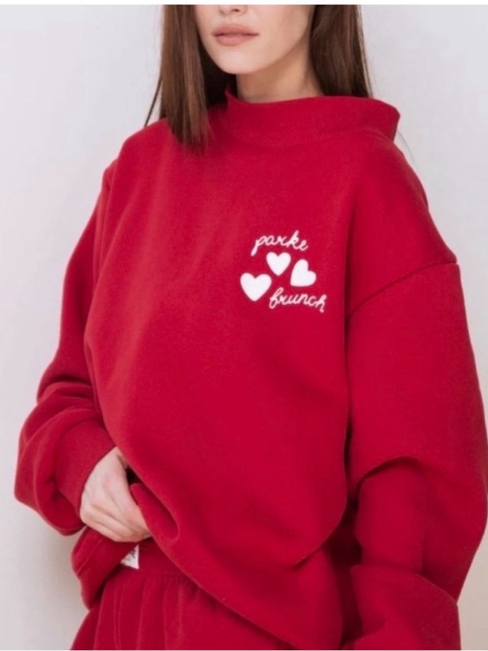 Red Heart-Embroidered Crewneck Sweatshirt